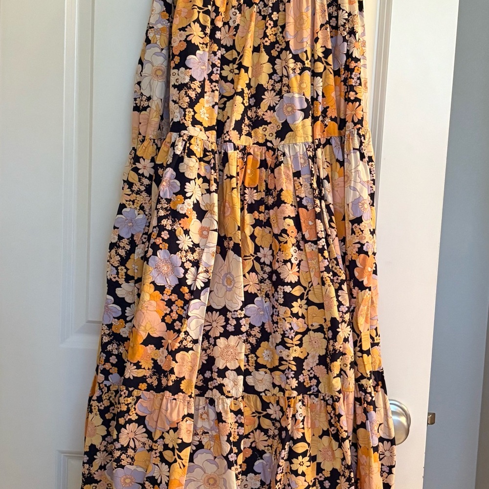 Free People Vibrant Floral Maxi Dress - Black, Yellow, Lavender